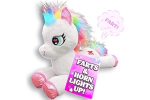 KAMHI WORLD Tooting Unicorn Toys for Girls Age 4–6 with Color Changing Horn - Fun Stuffed Unicorn Gifts for Girls Age 6–8, Secret Santa Gifts for Kids, Huggable Stuffed Animal, Cuddly Stuffed Unicorn Plush