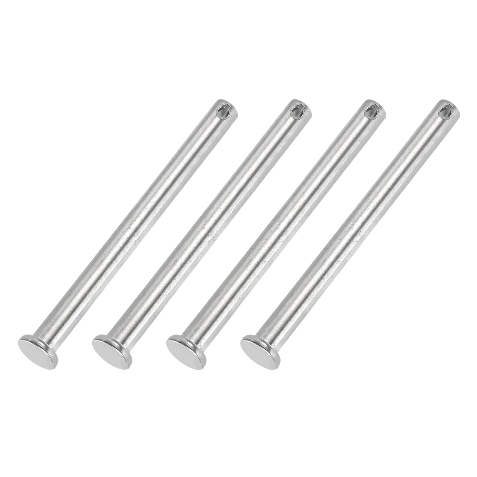 PATIKIL 8 x 100 Mm Single Hole Clevis Pins, 4 Pcs 304 Stainless Steel Flat Head Pin for Hitch Pin Lock Link Hinge Systems, Silver