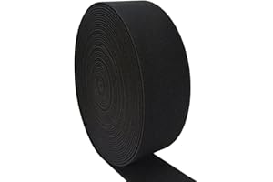 JESEP YONG Black Wide Knit Elastic Band for Sewing 2 inch 10 Yards Double-Side Twill Woven Elastic Heavy Stretch Straps Elastic Spool for Clothing Pants Waistband Wigs Skirts Craft DIY Projects