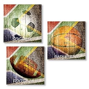 3 Panel Ball Games Pictures Home Wall for...