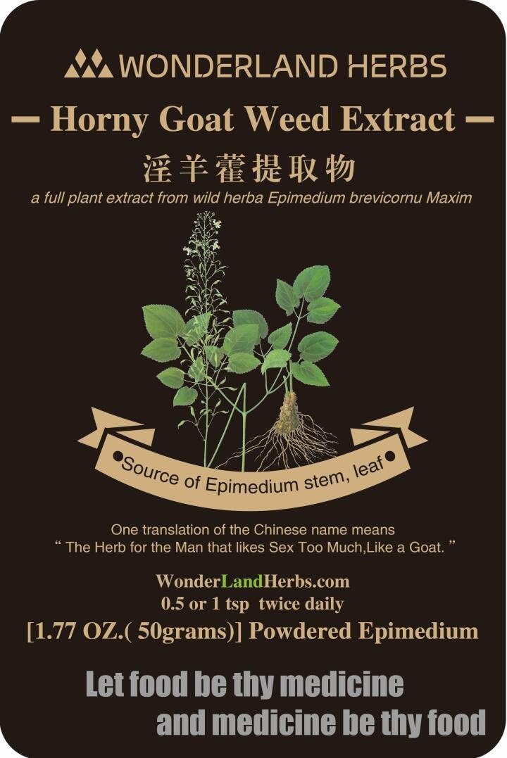 Epimedium, Barrenwort, Horny Goat Weed Extract Powder 50Grams, FULL PLANT: icariin, epinedoside A, noricarliin, I-cariresinol -(Enhanced Energy Complex for Men & Women, Libido Booster & Sexual Health)