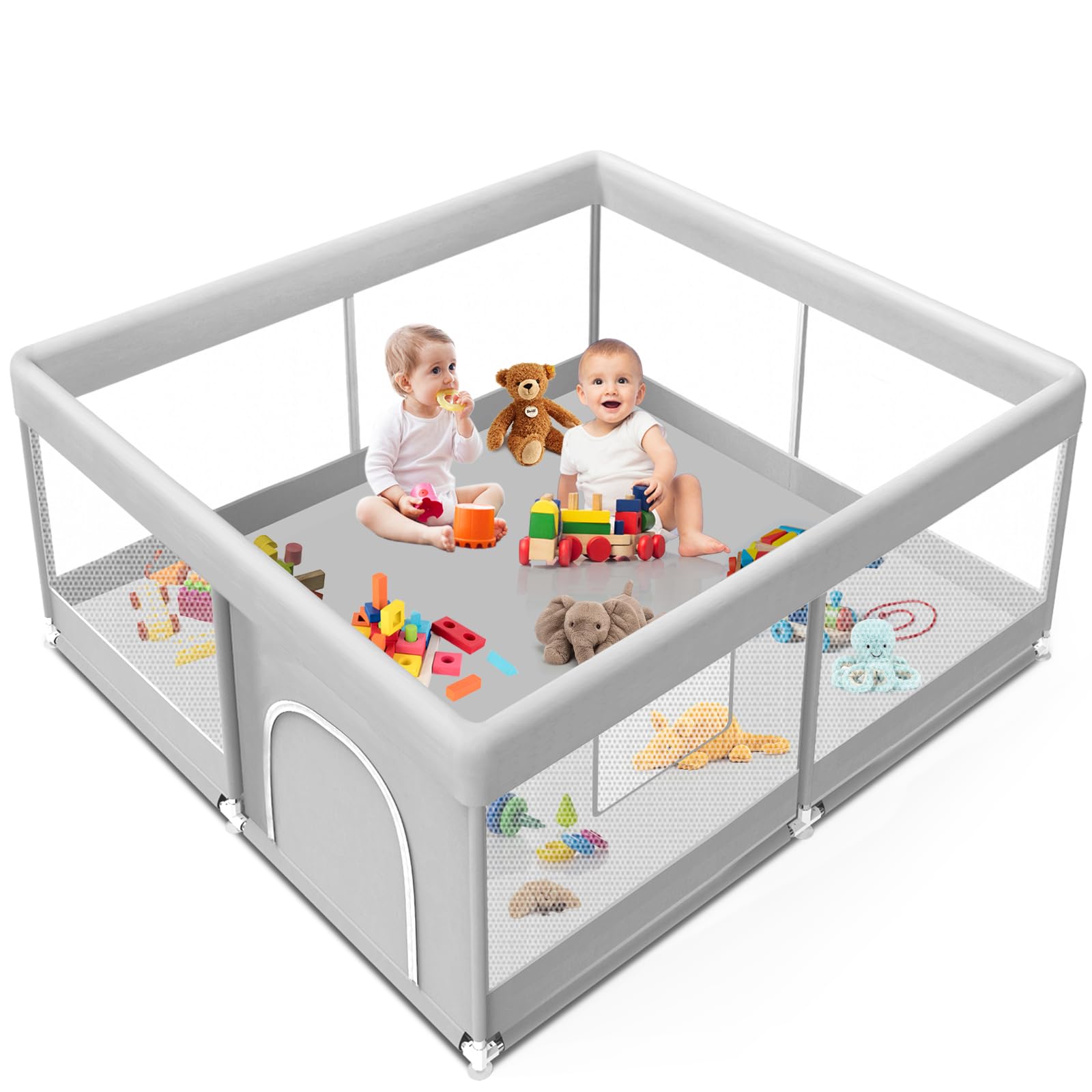 Photo 1 of Baby Playpen 50x50 Inch, Playpen for Babies and Toddlers Baby Playpen Fence Playard Activity Center, Without MAT Included