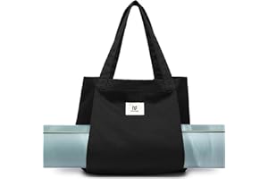 MYQ MOYAQI Moyaqi Canvas Tote Bag with Yoga Mat Carrier Pocket Carryall Shoulder Bag for Office, Workout, Pilates, Travel, Beach and Gym