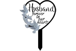 HPMAISON 11 inch Metal Husband Memorial Stake Grave Decorations for Cemetery Gravesite Sympathy Markers Waterproof Memorial Gifts for Loss of Husband Tombstones Plaque Outdoors Lawn Yard Decor