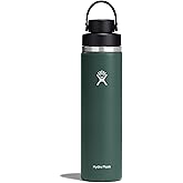 Hydro Flask Water Bottle - Insulated Stainless Steel - Wide Mouth Chug Lid, Non Spill, Leakproof in 24 Oz Fir