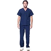 Dagacci Scrubs for Men Set - V-Neck Scrub Top and Cargo Pants - 8 Pockets Men Scrubs Set