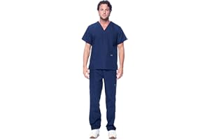 DAGACCI MEDICAL UNIFORM Dagacci Scrubs for Men Set - V-Neck Scrub Top and Cargo Pants - 8 Pockets Men Scrubs Set