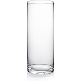 WGVI Quality Thick Weighted Clear Cylinder Glass Vases, 4" W x 10" H, Flower Arrangement Floating Candle Holders Wedding Centerpieces Terrarium Planter Floral Pen Brush Storage Container, 1 Piece