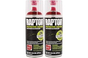 U-POL Raptor Protective Coating Bed Liner 2K Aerosol | Flame Red 2-Part Protective Urethane Coating Spray Paint for Spot Repairs and Small Jobs | 2-Pack
