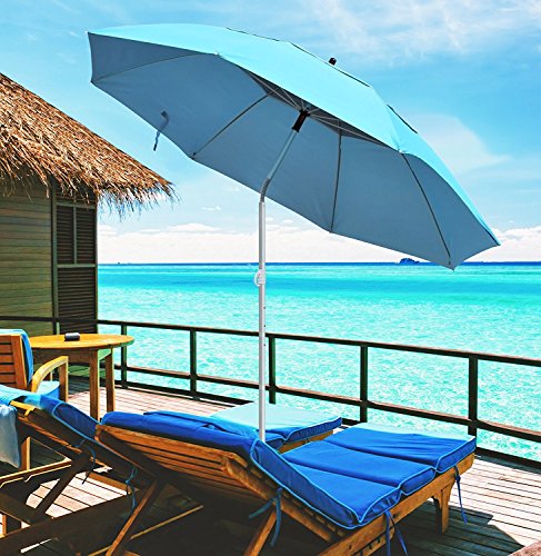 Portable Sun Shade Umbrella, DoerDo 2m Width 360 Degree Inclined All Direction For All-Weather, With Floor Insert Tool, Heat Insulation, Antiultraviolet , Used For Garden, Beaches, Camping, Fishing - Thumbnail 2