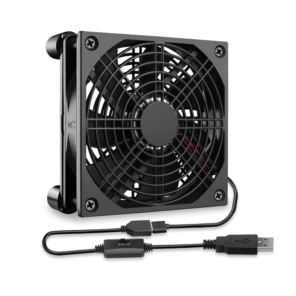 GDSTIME 120mm Computer Fan USB Powered DC 5V with 3 Speeds Controller 120mm x 25mm USB Cooling Fan for Xbox TV Box Receiver DVR Projector