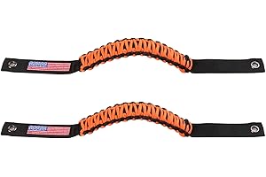 BESTAOO Roll Bar Grab Handles Paracord Grip Handle for Ford Bronco Accessories 2021+, with USA Flag Design, 2 Pack (Orange)