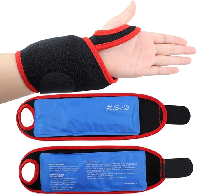 Wrist Ice Gel Pack Wrap (2 Count) Hot/Cold Hand Therapy for Injuries, Sprains