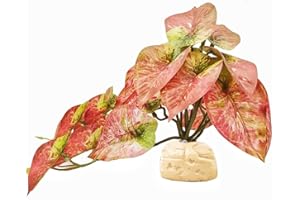 KERUIDENG Reptile Plants for Terrarium Decor,Amphibian Habitat Decor, Bearded Dragon Tank Accessories,Artificial Plants for Gecko Chameleon Snake Tortoise with Base (Arrowhead)