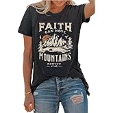 Sun and Mountain Shirt for Women Camping Hiking Shirt Sunrise Pine Tree Graphic Tees Nature Casual Short Sleeve Shirt