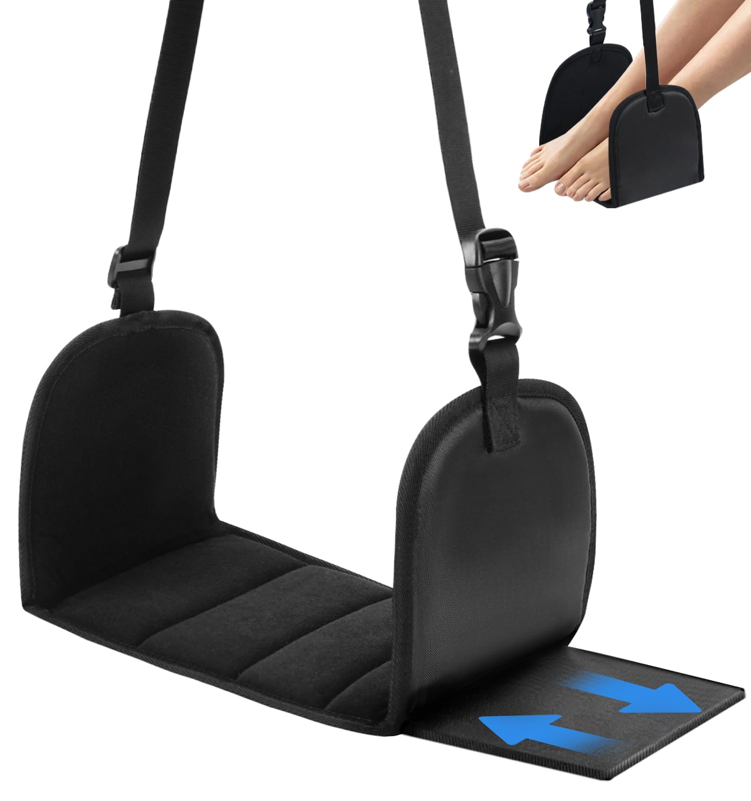 Photo 1 of Adjustable Airplane Foot Rest Hammock for Airplane Seats, with Thickened Memory Cotton & Support Plates - Leg Relief (1 Pack)