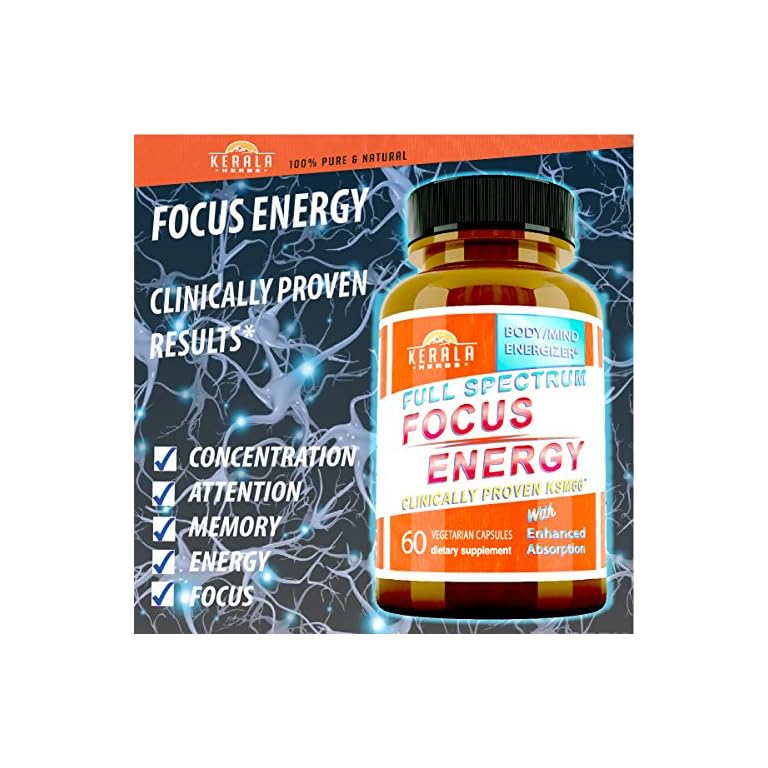 Focus Energy Pills Max Dose KSM66 Organic ASHWAGANDHA