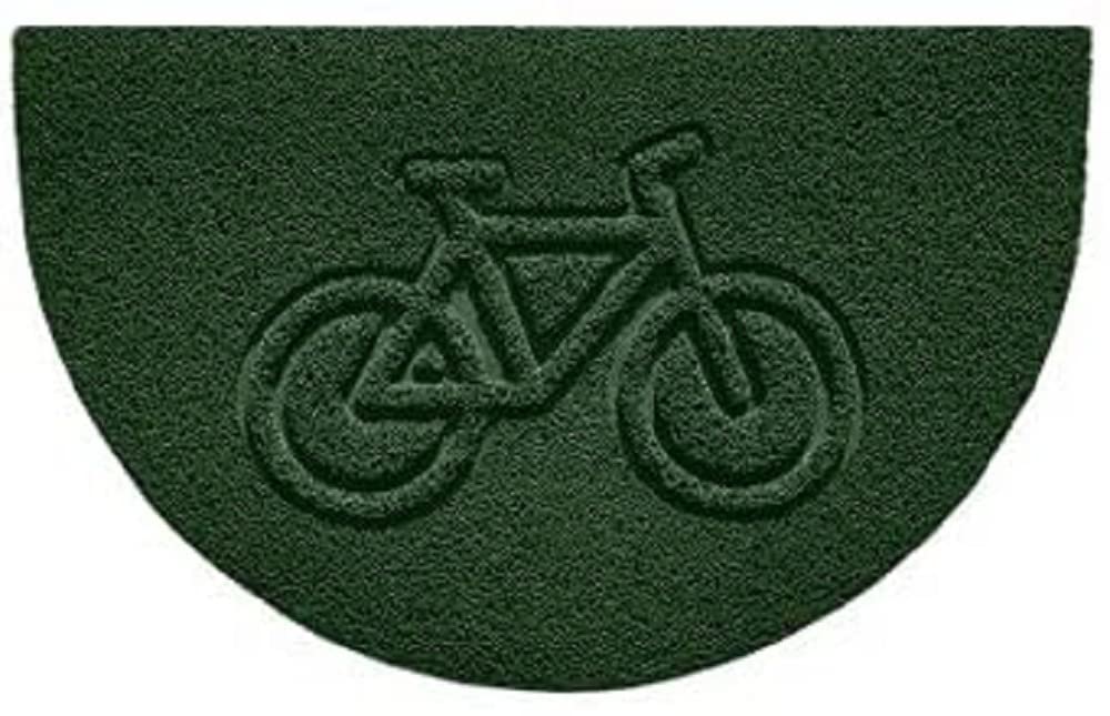 Nicoman Embossed Halfmoon Half Circle Door Mat Dirt-Trapper Jet-Washable Doormat 70x44cm (Green, BIKE Shape) - Use Indoor or Sheltered Outdoor