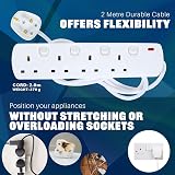 MERCURY 4 Gang Extension Lead 2 Metre White with Individual Switches Fused Plug view 4