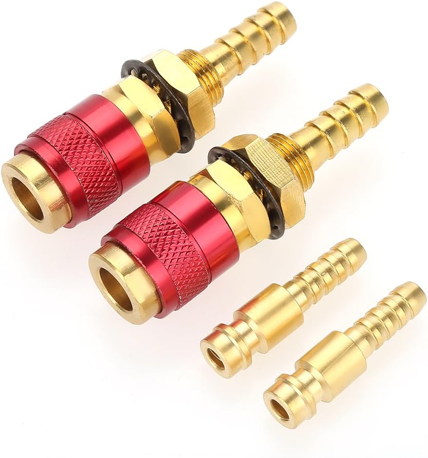 2pcs 8mm Water Cooled & Gas Adapter Quick Hose Connector Fitting for TIG Welding Torch, Red