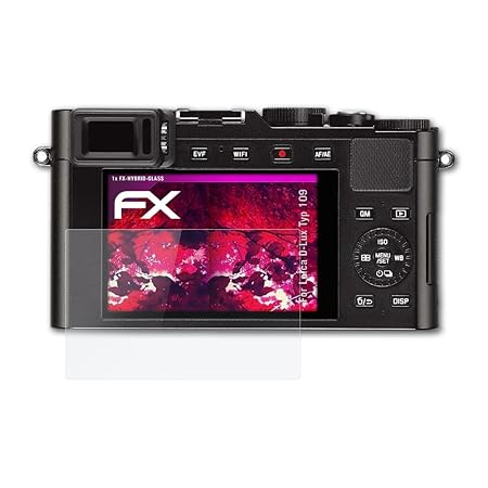 atFoliX Glasfolie kompatibel mit Leica D-Lux Typ 109 Panzerfolie, 9H Hybrid-Glass FX Schutzpanzer Folie