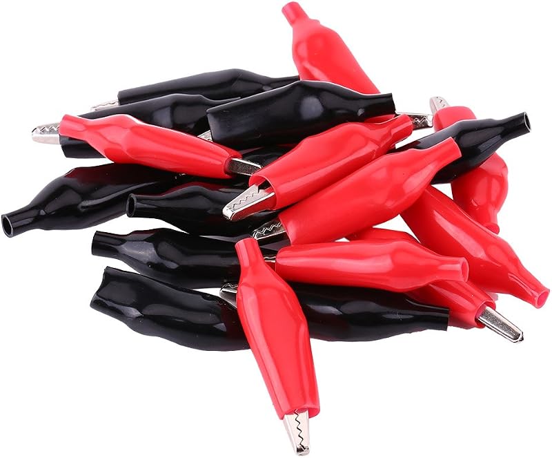 Hilitand 20Pcs Alligator Clips 28mm Insulated Electrical Test Probes