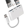 USB-C to Dual USB A Adapter(3in1) Type-C Charge Cable Accessorie Thunderbolt Charging Port Converter Keyboard Mouse U Disk USB Card Reader OTG Dongle Compatible for Samsung LG Pixel MacBook Pro