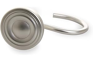 BINO | Shower Curtain Hooks - Brushed Nickel - Set of 12 | Hooks Shower Curtain | Shower Curtain Rings Hooks | Rust Proof Shower Curtain Hooks | Bathroom Shower Hooks For Curtain | Bathroom Essentials