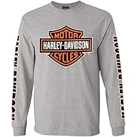 Harley Davidson Felpa Uomo Willie G. Skull - Manica Lunga, Teschio, Jacquard Marrone/grigio