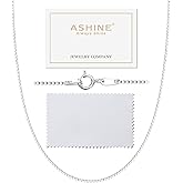 ASHINE 925 Sterling Silver Box Chain Necklace for Women, 1mm 0.8mm Replacement Link Chain for Pendants, Dainty & Sturdy Necklace Available in 16-36 Inch