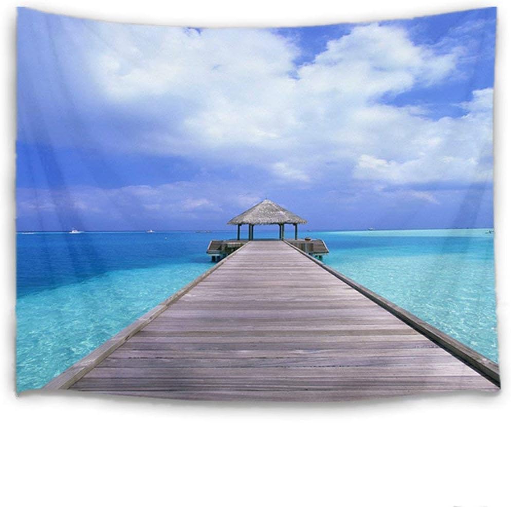 N\A Ocean Tapestry Puente de Madera y pabellón en Agua de mar