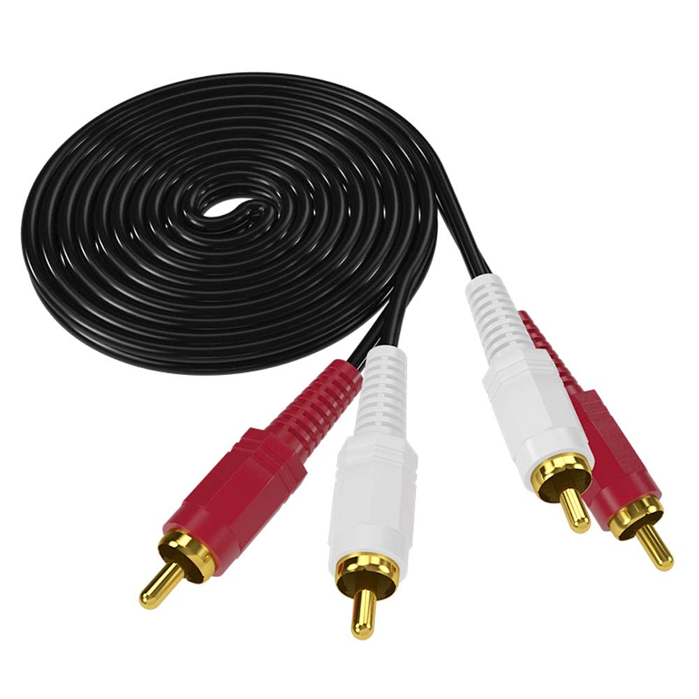 iYueMps 2RCA Male to 2RCA Male Cable (5m/16ft), RCA Composite Stereo Audio Cable Cord [Gold-Plated] 2 RCA Plug M/M Connector Red & White for A/V Reciever, Amplifier, Projector, Home Theater