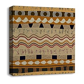 Canvas Wall Art African Culture Pattern Painting Artwork for Home Prints Framed - 12x12 inches