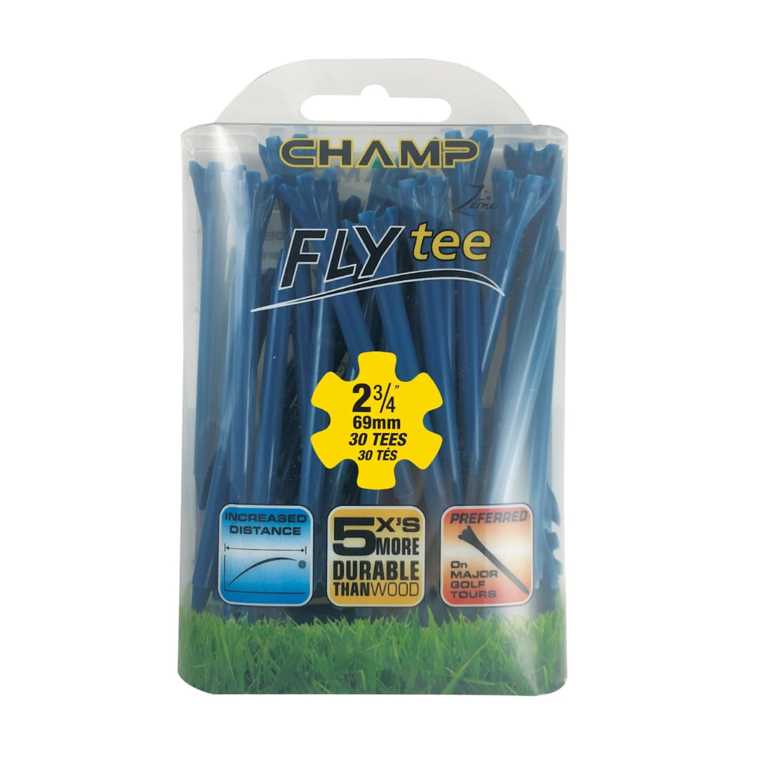 Champ Golf Fly Tee 30 Pack - Blue, 70mm