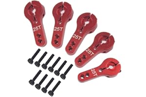 SHARE GOO ShareGoo 5PCS Aluminum 25T Servo Horn M3 Threads 25T Steering Arm Compatible with Futaba Savox Xcore HSP TowerPro MG Servo RC Car Truck Buggy Airplane,Red