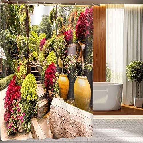 Redida Flower Trees Shower Curtain Window Waterproof Polyester Fabric Shower Curtain Decoration, 72X72Inch