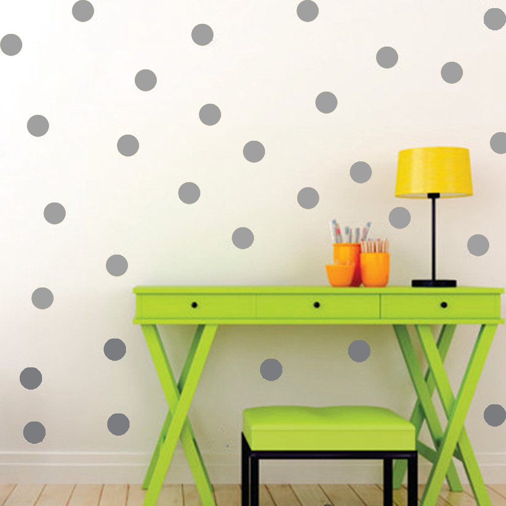 Bata Vinyl Polka Dot Wall decal Art Wall stickers Peel & Stick 4cm 52dots silver