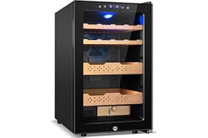 Velivi Electric Humidor-70L Cooling & Heating Humidor, Smart Touch Control Humidity & Temp, Humidors wtih Spanish Cedar Wood Tray, Digital Display, Safety Lock, Desktop Gift for Men