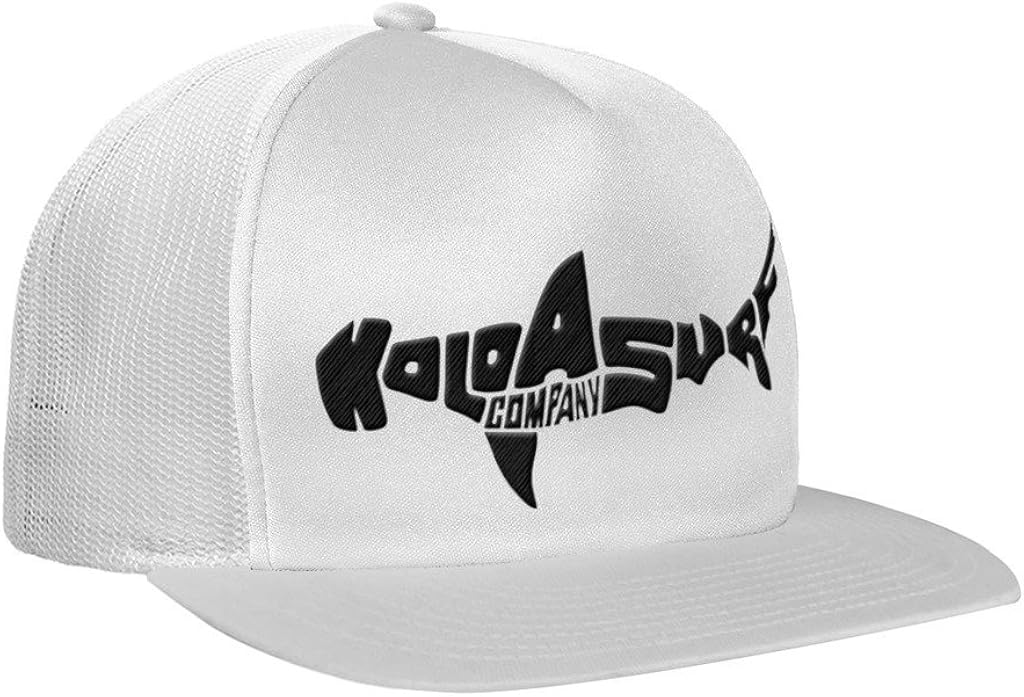 Koloa Shark(tm) Mesh Back Trucker Hat in White/White with Black Logo