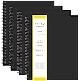 Ouzoustate Graph Paper Spiral Notebook-A4 Grid Journal 8.5" x 11" - 4 Pack 160 Pages 100GSM Thick Paper Large Hardcover Notebooks for Note Taking Engineering Graphing Work School Supplies,Black