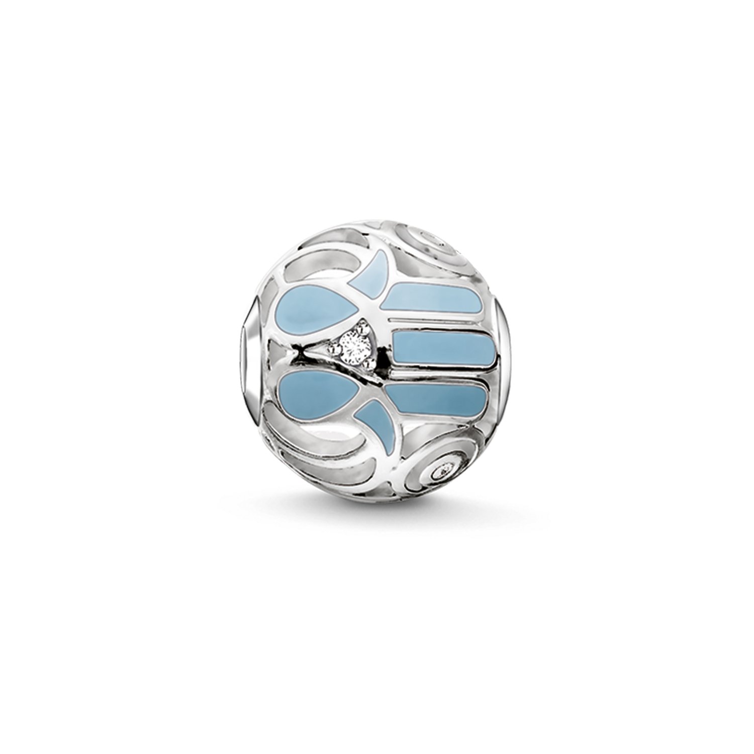 Thomas Sabo Women-Bead Fatima‘s hand Karma Beads 925 Sterling Silver blue enamelled Zirconia white K0208-041-31