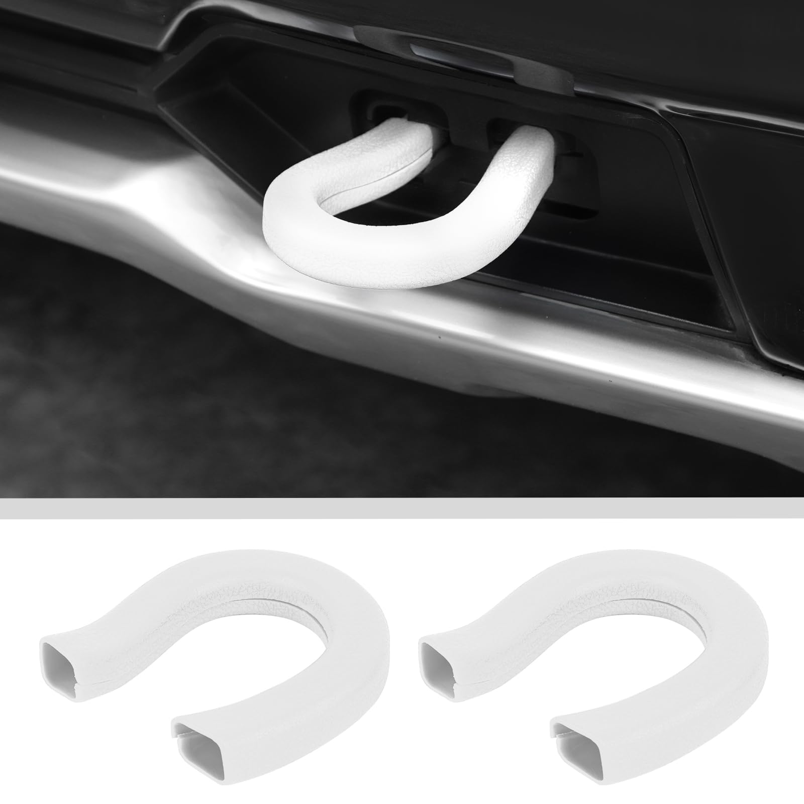 Photo 1 of JWWY Bumper Tow Hook Covers Tow Trailer Hitch Receiver Cover Towing Hitch Rubber Sleeve Protector Cover Trim Fit for 2014-2024 Chevy Silverado GMC Sierra Exterior Accessories 2PCS White
