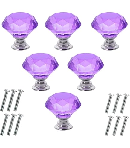 Elohiym 4 Pack Deep Purple Glitter Cabinet Pull 3-3/4 Inch (96 mm) Center  to Center Silver Cabinet Handles Unique Drawer Pull Bathroom Drawer Handle  Kitchen Cabinet Hardware