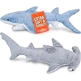 Bedwina Stuffed Animal Sharks - Pack of 2 Large, 14 inch Mako & 13 inch Hammerhead Plush Shark Toys, Stuff Animals Toy, for B