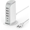 USB Charging Station for Multiple Devices, TESSAN USB C Charger Block for iphone13/14/15, Tablet, Earphone with 6 Ports Charging Tower for Home Office Travel Accessories