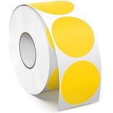 Meitaat 1.5 Inches Yellow Circle Stickers Roll 1000 PCS, Self-Adhesive Vinyl Round Color Coding Labels Writable Waterproof for Business Sale School Office Home
