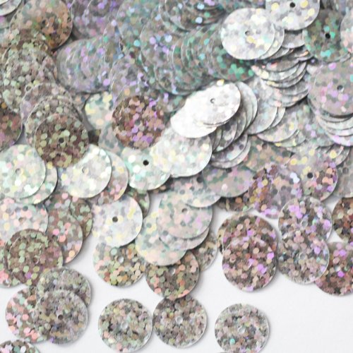 10mm ROUND FLAT SEQUINS ~ SILVER HOLOGRAM Metallic ~ Loose sequins paillettes for embroidery, applique, arts, crafts, bridal, and embellishment. Made in USA