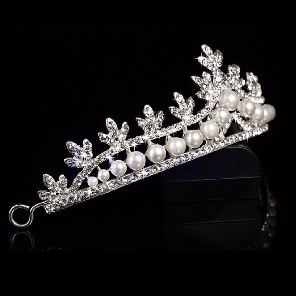 Abeillo Hochzeit Braut Perle Kronen-Stirnband Tiara Charmantes Strass Kopfstück Silber