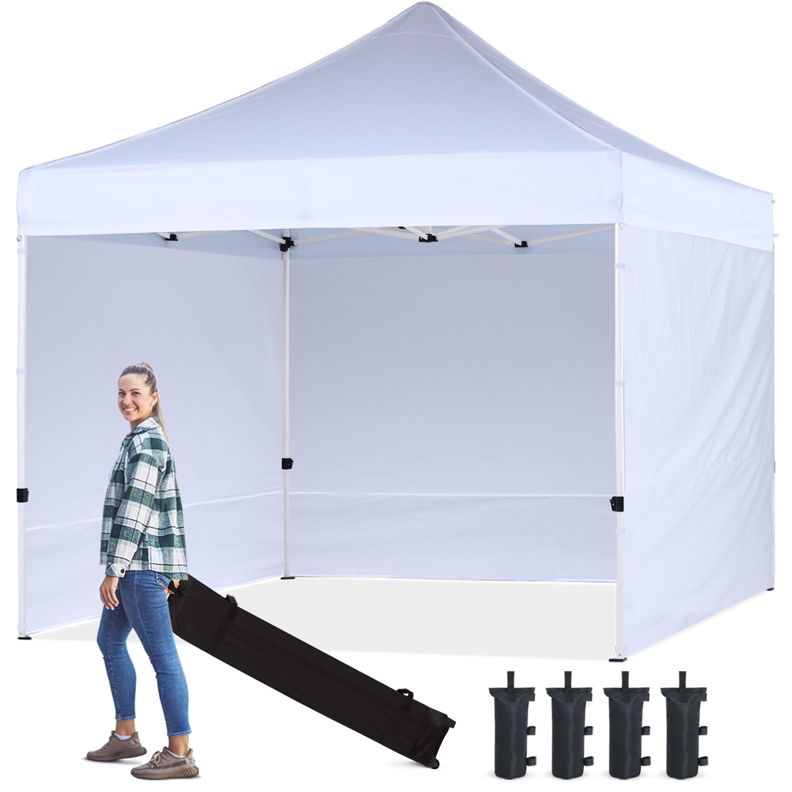 Photo 1 of 10x10 Pop Up Canopy Tent with Sidewalls for Outdoor Commercial Instant Sun Shelter, White