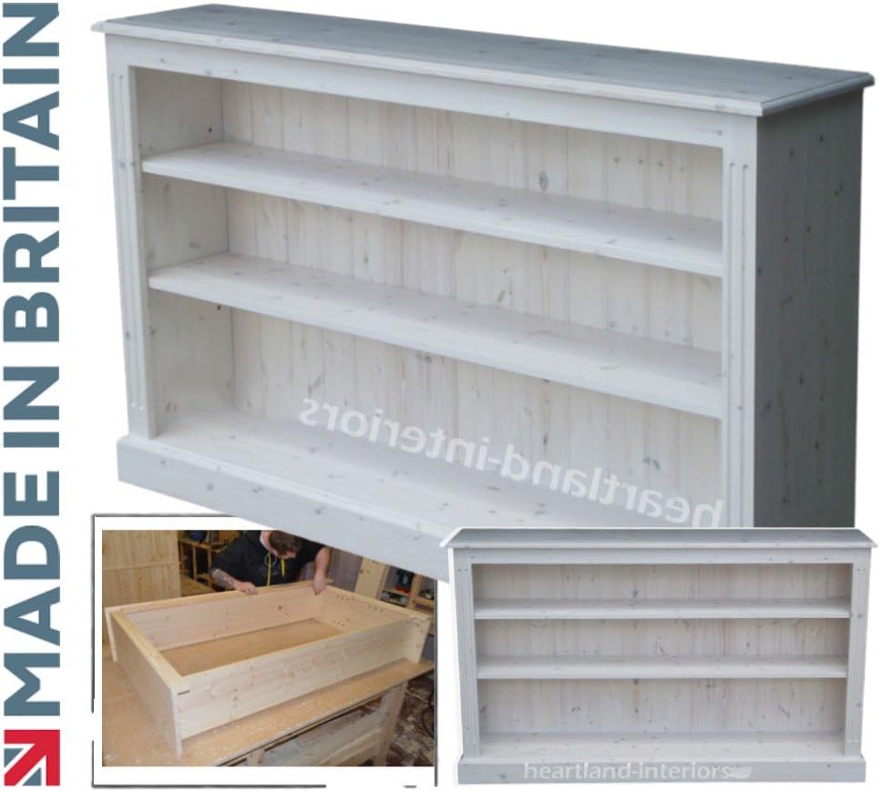 Low Pine Bookcase 5ft Wide Handcrafted White Washed Bookshelves Choice Of Colours No Flat Packs No Assembly Bk07 Amazon Co Uk Kitchen Home